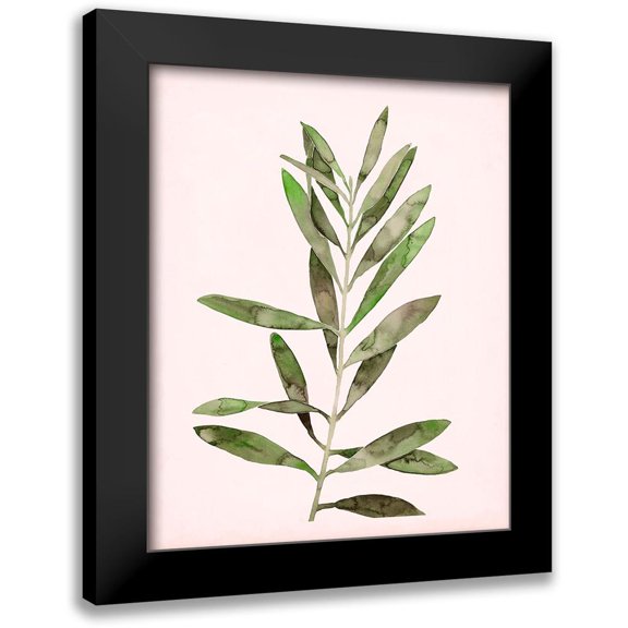 Popp, Grace 12x14 Black Modern Framed Museum Art Print Titled - Soft Pink Leaves I