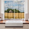 thumbnail image 2 of Ambesonne Kansas Kitchen Curtains, Cottage in a Wheat Field, 55"x45", Pale Camel Multicolor, 2 of 3