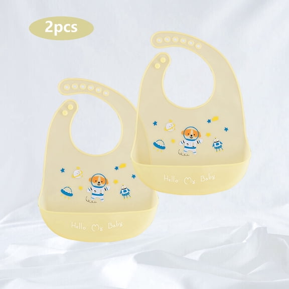 GOLDCOLIN Set of 2 Silicone Bibs for Babies & Toddlers,Soft Adjustable Bibs with Pocket Food Catcher for Baby Girl,Boy
