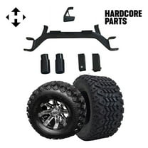 Hardcore Parts 4" Drop Axle Lift Kit for EZGO Marathon (1975-1993) Gas Golf Cart with 10" Machined/Black 'Tempest' Wheels and 20"x10"-10" DOT rated All-Terrain tires