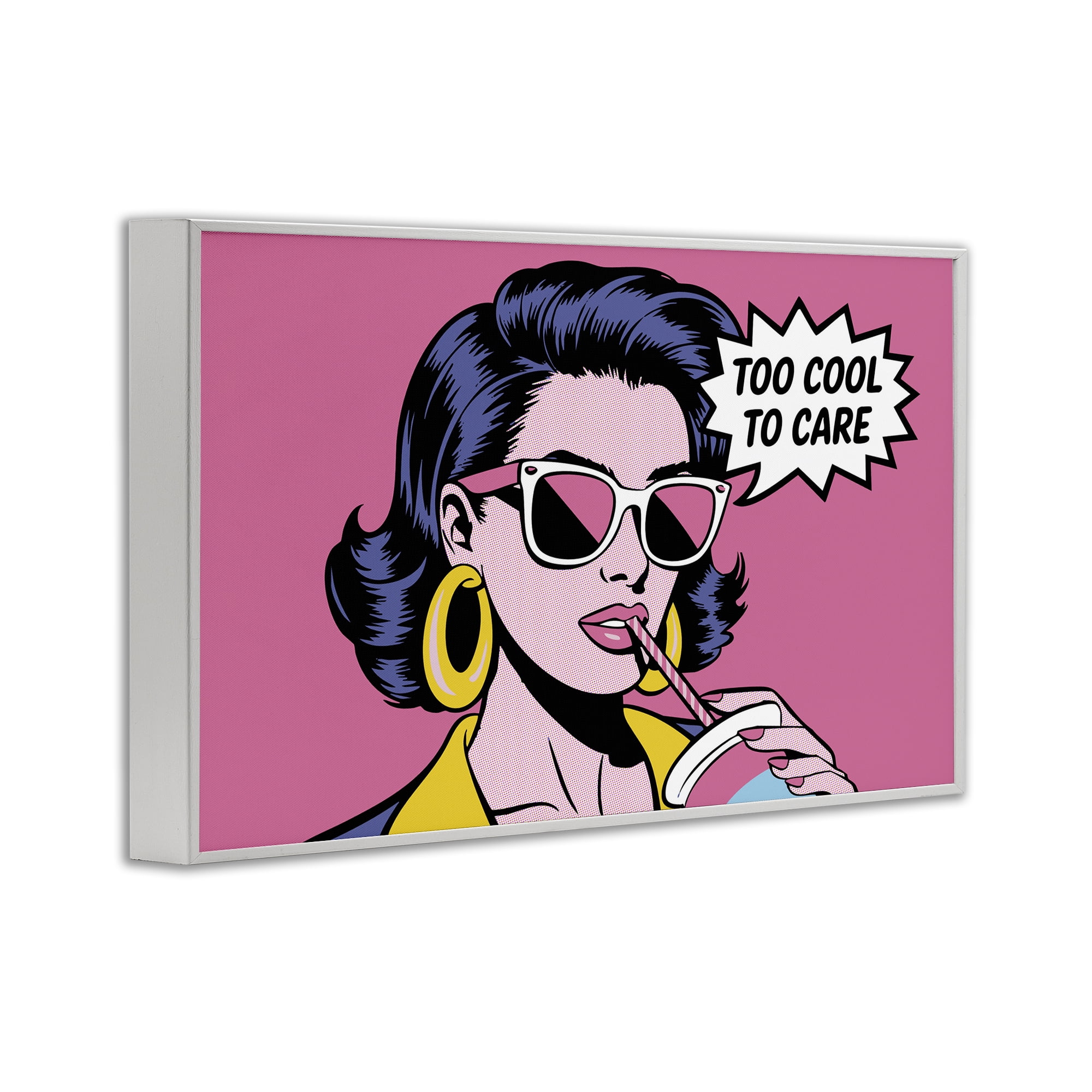 Stupell Industries Too Cool To Care Iconic White Framed Giclee Art, design by Andreas Magnusson