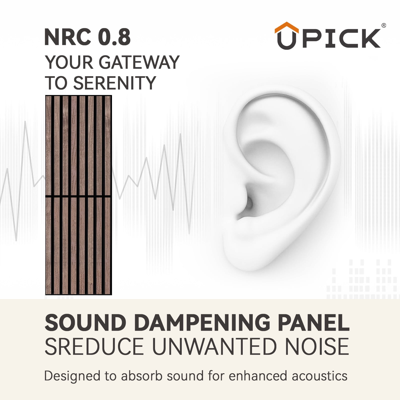 Upick Foldable Acoustic Wall Panels, 4 Pack 48" x 12.6" MDF Slat Wood Panels for Wall, Sound Absorbing Wall Panels for Interior Wall Decor, Walnut