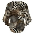 thumbnail image 6 of Animal Print Abstract Pattern Women's V-Neck Blouse With 3/4 Ruffled Bell Sleeves Casual Top Ladies Blouses, 6 of 7