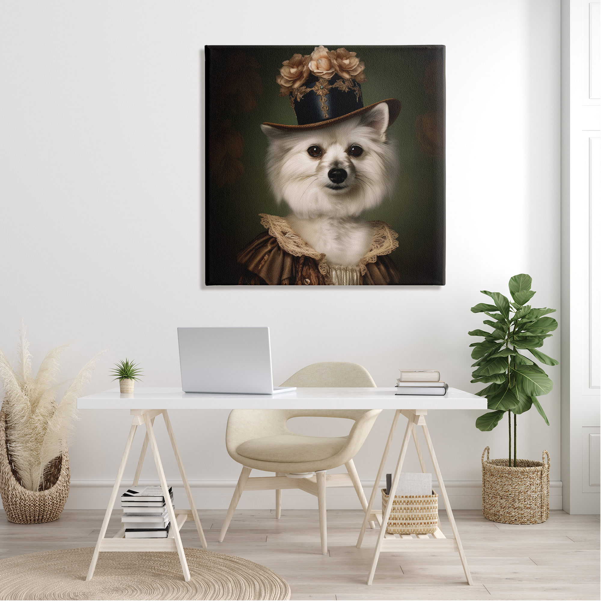 Stupell Industries Vintage Style Dog Portrait Animals & Insects Painting Gallery Wrapped Canvas Art Print Wall Art, 36 x 36