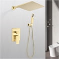 thumbnail image 6 of JERFIT 12 Inch Rain Shower Head System Brushed Gold Wall Mounted Luxury High Pressure Showerhead with Self-Cleaning Nozzles, Solid Brass Construction, 6 of 9