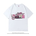 thumbnail image 3 of T-shirt Kawaii Sanrios Pilote de Course Hello Kitty Imprimé Rue Américaine Rétro Coton Manches Courtes Hommes et Femmes Tops Couple, 3 of 6