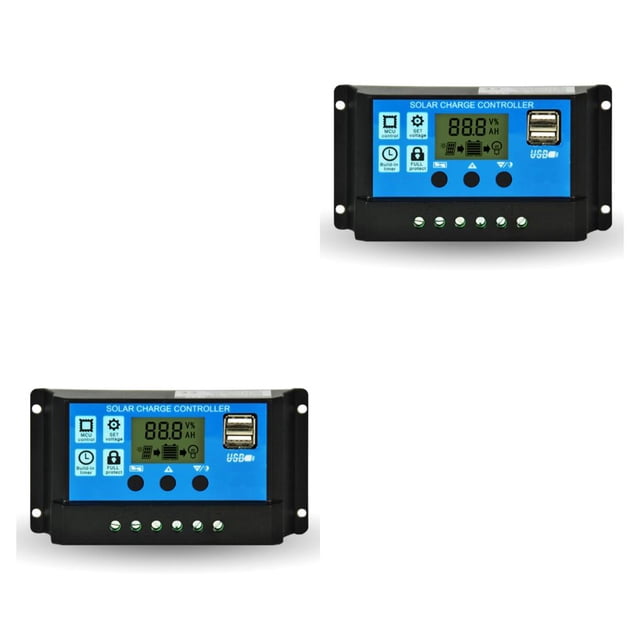 Seitruly Controlador solar Tamaño compacto Pantalla LCD Panel de configuración ajustable Operación simple Controladores de carga Dispositivo de control 20A 2piezas