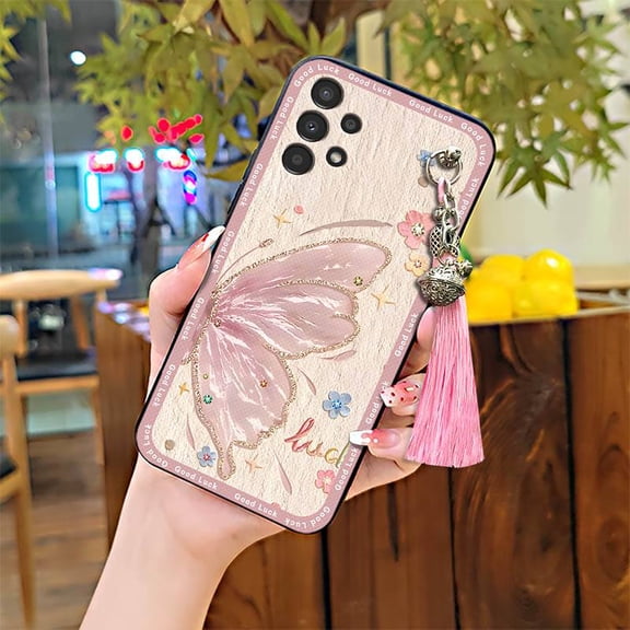 LYM-Phone Case For Samsung Galaxy A13 4G/SM-A135/SM-A137/A13LTE, Graffiti Fashion Design Cute Soft case Silicone Waterproof Tassel Durable Anti-knock Phone Pouch Protective TPU Bell