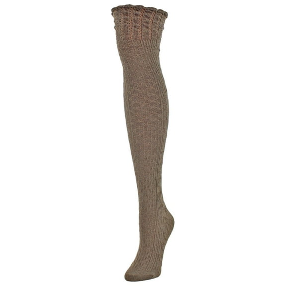 MeMoi Honeycomb Bee Over The Knee Socks - Womens - Female, One Size, Taupe