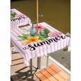 thumbnail image 2 of Outdoor Tablecloth with Umbrella Hole for Patio/Picnic/Party/Camping, Pink Flowers Waterproof Table Cloth Square Cover Washable, Spring Floral Summer Botanical Striped Farmhouse (60"x 60"), 2 of 8