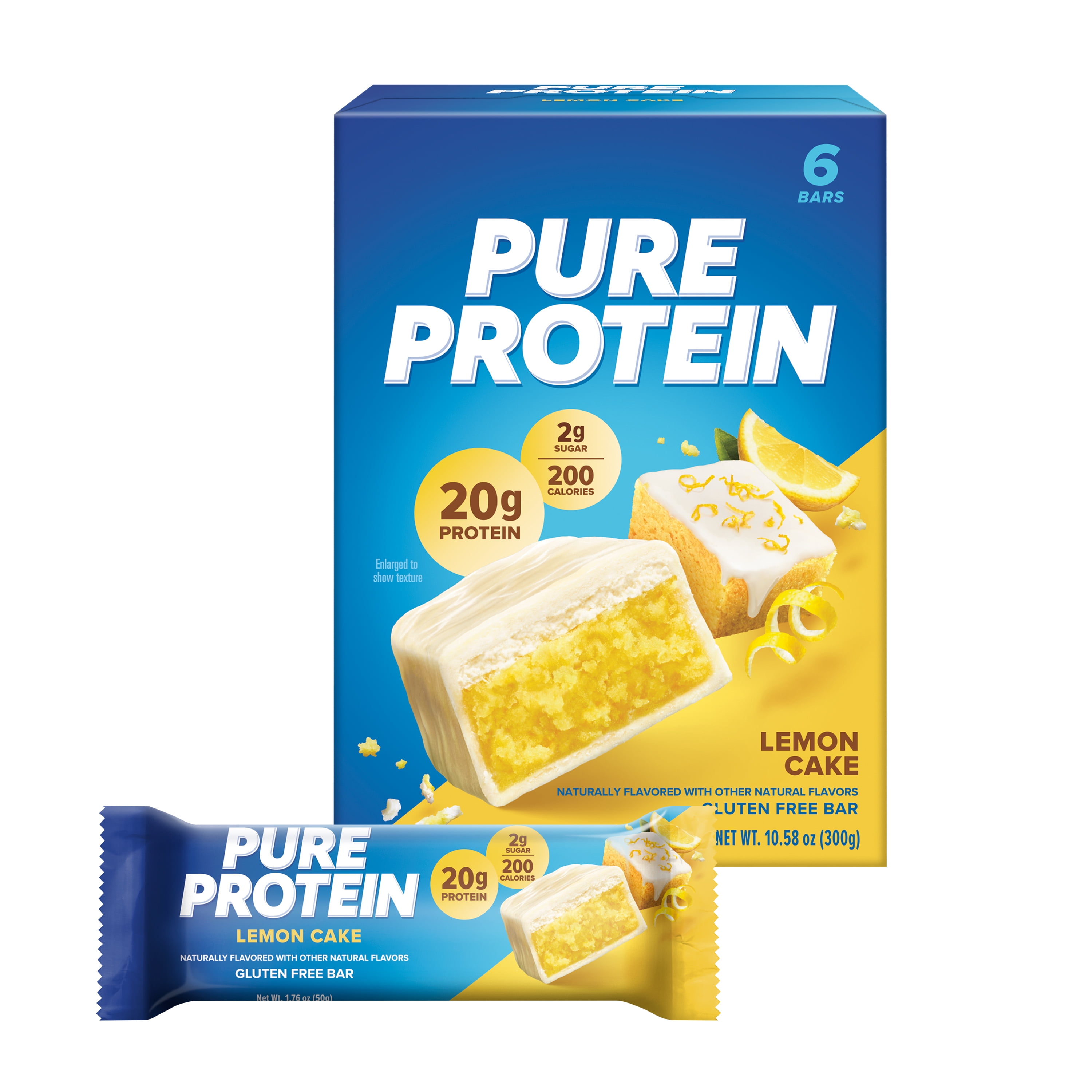 (3 pack) Pure Protein Bars, Lemon Cake, 20g Protein, Gluten Free, 1.76