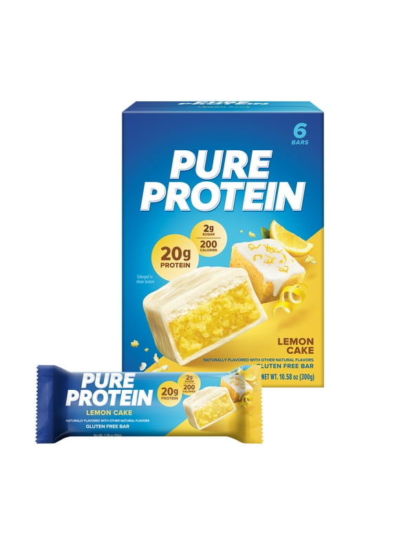 Pure Protein Bars, Lemon Cake, 20g Protein, Gluten Free, 1.76 oz, 6 Ct