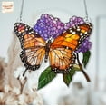 thumbnail image 3 of Monarch Butterfly Hydrangeas Acrylic Suncatcher, Flowers Window Hanging Art Decor, Plant Butterflies Acrylic Gift For Her Mother's Day Gift, 3 of 4