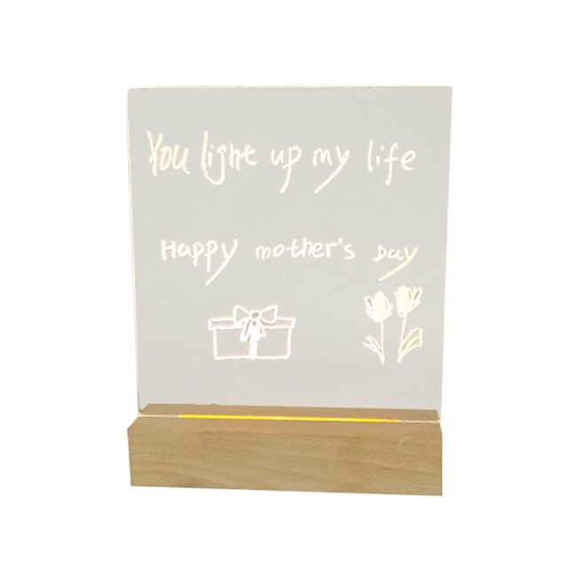 Tablero luminoso de notas para escritorio, Base de lámpara LED enchufable, Grafiti de manualidades, luz nocturna acrílica para mensajes