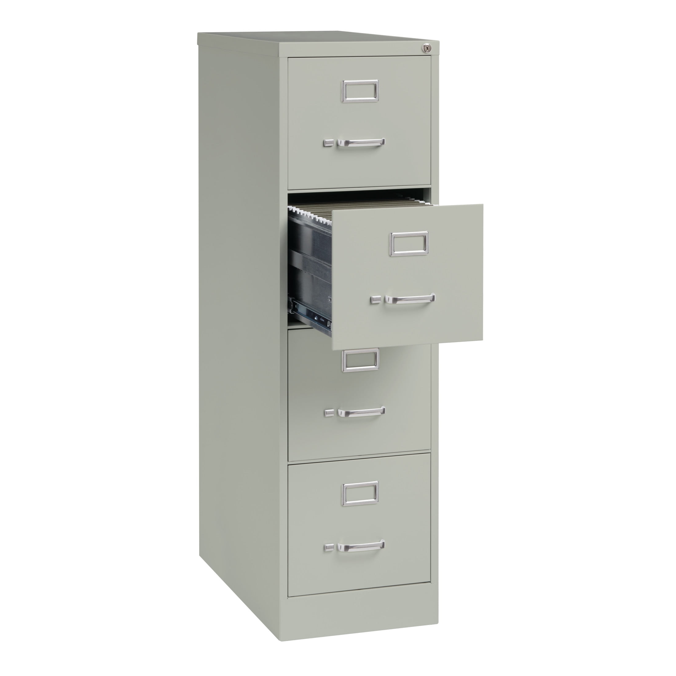 Hirsh Pro 4 Drawer Letter Locking Metal Vertical File Cabinet, 26.5" Deep, Gray