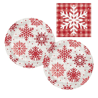 Set Of Snowflake Pattern Christmas Party Supplies, Including 10pcs 9inch &  7inch Paper Plates, Napkins, Cups, And Coasters For Fruit & Dessert Table