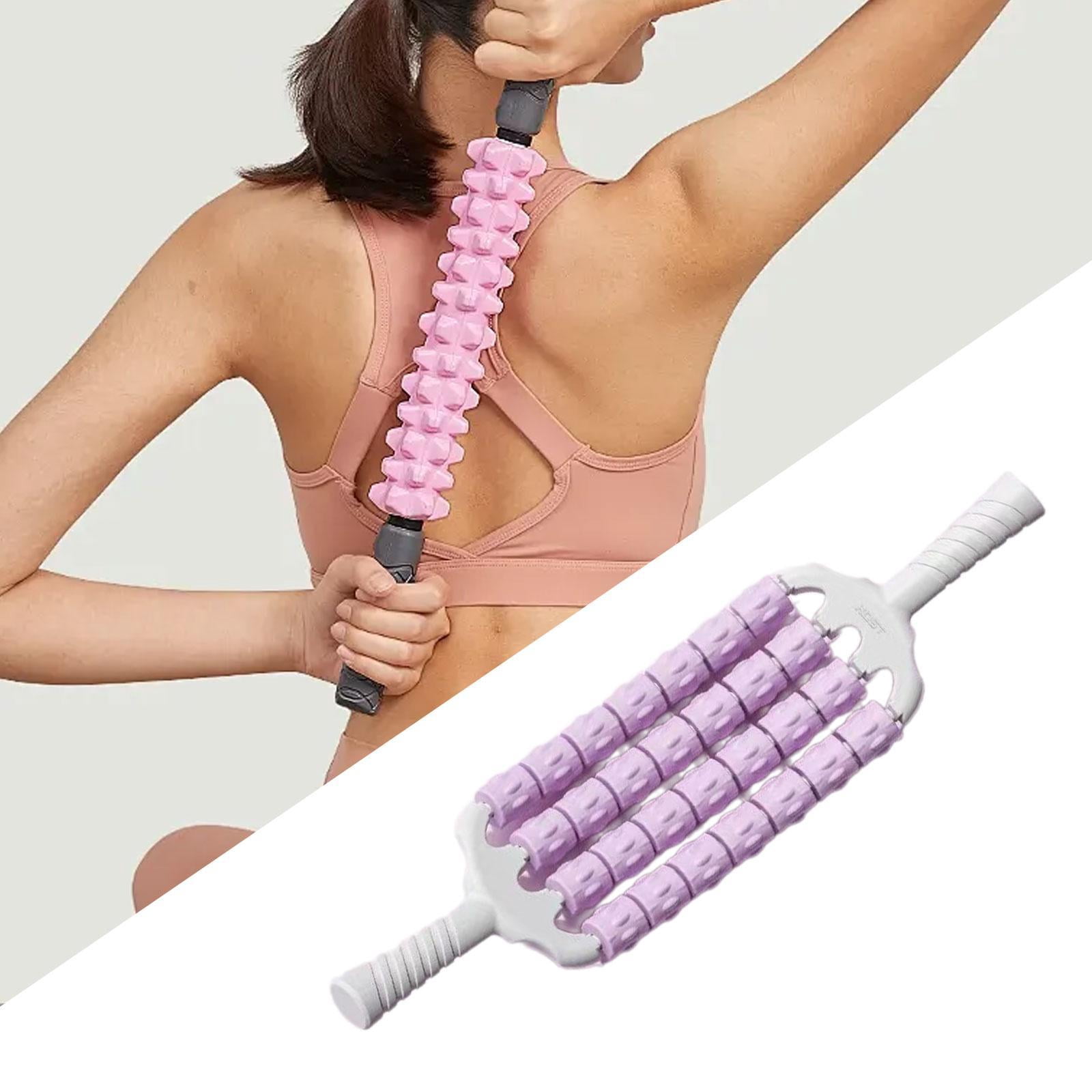 harayaa Massage Roller 4 Row Rollers Non Slip Handles Handheld Multipurpose Bendable for Purple