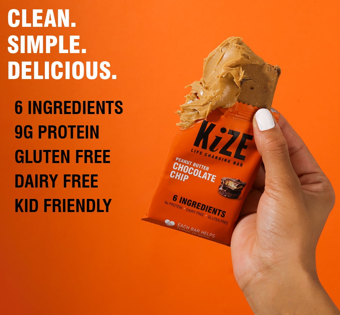 KiZE Life Changing Bar, Peanut Butter Chocolate Chip, 1.5 oz bar, 4 ct