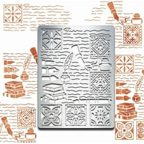 Book & Journal Stencils - Metal Quill & Square Flower Pattern Planner Stencils 5.5x7.5in Stainless Steel Painting & Drawing diy