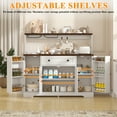 thumbnail image 6 of Timagebreze 55"W Farmhouse Sideboard with Barn Doors & Drawers,Kitchen Cabinet Buffet with Wine Rack & Charging Station,White, 6 of 7