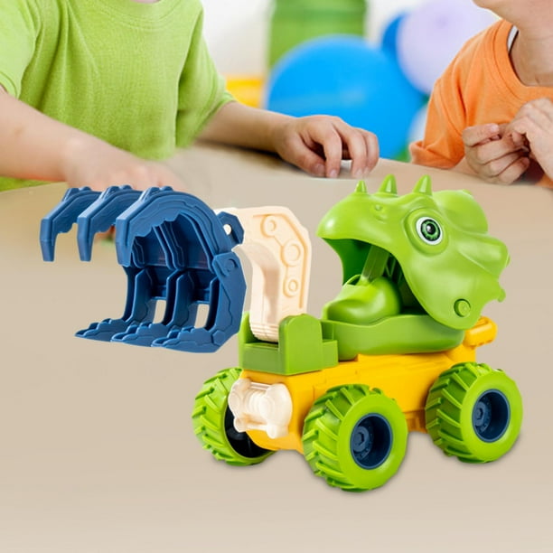 Juguetes de camión de dinosaurio extraíble, vehículo de ingeniería, alimentado por para pequeños, niñas y Verde Hugo Camión de dinosaurios