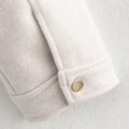 thumbnail image 6 of Women Cropped Bomber Jacket Button Down Varsity Shacket with Pockets Lapel Neck Long Sleeve Full Zip Casual Coat, 6 of 7