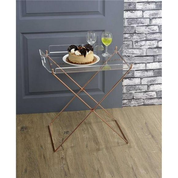 Home Roots Kitchen 286457 34 x 27 x 19 in. Glass & Mirror Serving Cart - Clear & Gold