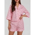 thumbnail image 5 of Michellecmm Mommy and Me Summer Pajamas Set Bunny Print Half Sleeves Tops with Shorts Mom Daughter Sleepwear, 5 of 9