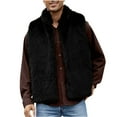 thumbnail image 2 of dzxyzu Men's Outerwear Vest Fall Winter Sleeveless Faux Fur Vest Coat Faux Fox Fur Jacket Outwear Casual Solid Coat Jacket Outdoor Golf Waistcoat Sports Jacket Coat - Black, 2 of 7