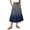 Dark Blue, variant on Ladies' Casual Stripe Print Elastic Waist Drawstring Midi Skirt Beige L