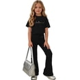 thumbnail image 4 of Fnooota Girls Summer Outfit Sets, Short Sleeve Printed Casual Kids' Clothing Sets Girls' 2 Piece Sets Black Size 10, 4 of 6