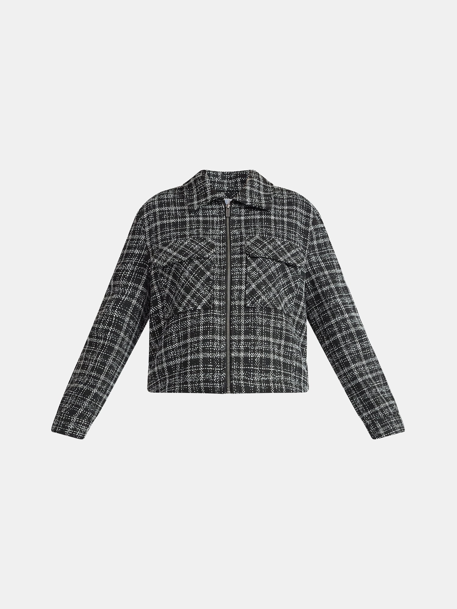 Time and Tru Women's Tweed Zip Jacket, Midweight, Sizes XS-XXXL