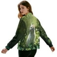 thumbnail image 3 of DISNIMO St. Patrick's Day Sweatshirts for Women Cat Flower Printed Jackets Long Sleeve Outerwear Jacket Zip Up Sweatshirts with Pockets, 3XL, 3 of 7