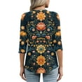 thumbnail image 4 of 3/4 Length Sleeve Womens Tops Xxl Dark Green, 4 of 4