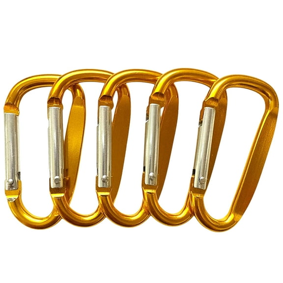 100 pcs - 2.25 inch Gold Aluminum Carabiner D Shape Flat Edge, Keychain Clip, Spring Snap Key Chain Clip Hook