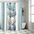 thumbnail image 5 of Fall Thanksgiving Shower Curtains for Bathroom Pumpkin Fabric Shower Curtain with Hooks, Teal White Eucalyptus Leaves Waterproof Polyester Shower Curtain Set, 72"x84" Boho Bathroom Curtains Decoration, 5 of 6