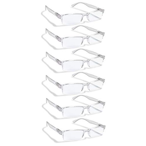 6 Pack Reading Glasses by BOOST EYEWEAR, Clear Half Rim Frames, for Men