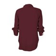 thumbnail image 3 of Abcnature Womens V Neck Shirts Loose Button Down T-Shirt Neckline Knotted Long Sleeve Blouse Tie Front Casual Henley Tops Wine L, 3 of 7