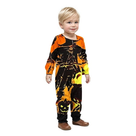 

Paiyanr Toddler Boys Girls Hooded Bodysuit Halloween Related Cute Printed Family Parent-Child Wear Long Sleeved Romper Jumpsuit Yellow-Baby
