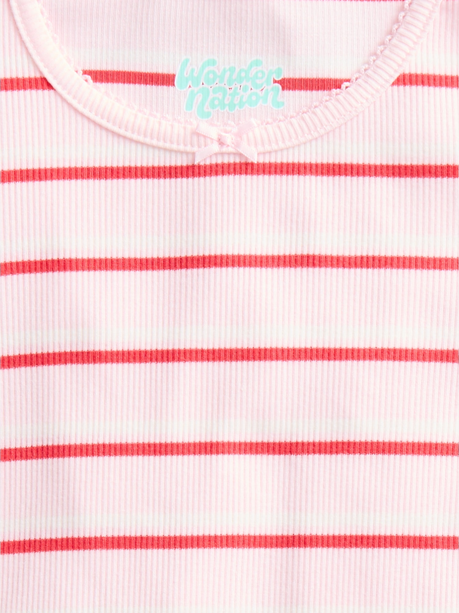 Wonder Nation Girls Baby Tee with Short Sleeves, Sizes 4-10
