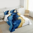 thumbnail image 3 of Manfei Modern Fulid Art Queen Comforter Set,Maeble Pattern Bedding Sets,Glod White Blue Bedding Comforter Set For Kids,Ultra Soft Home Decor Reversible,3-Piece, 3 of 8