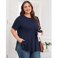 thumbnail image 4 of Daystry Womens Plus Size Short Sleeve Casual Loose Fit Flare Swing Tunic Tops Round Neck Jersey Plit Side T-Shirt Black XL, 4 of 9