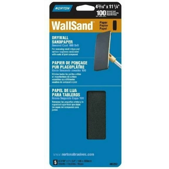 Norton 03252 Wallsand Drywall Sanding Sheets, 4-3/16" X 11"