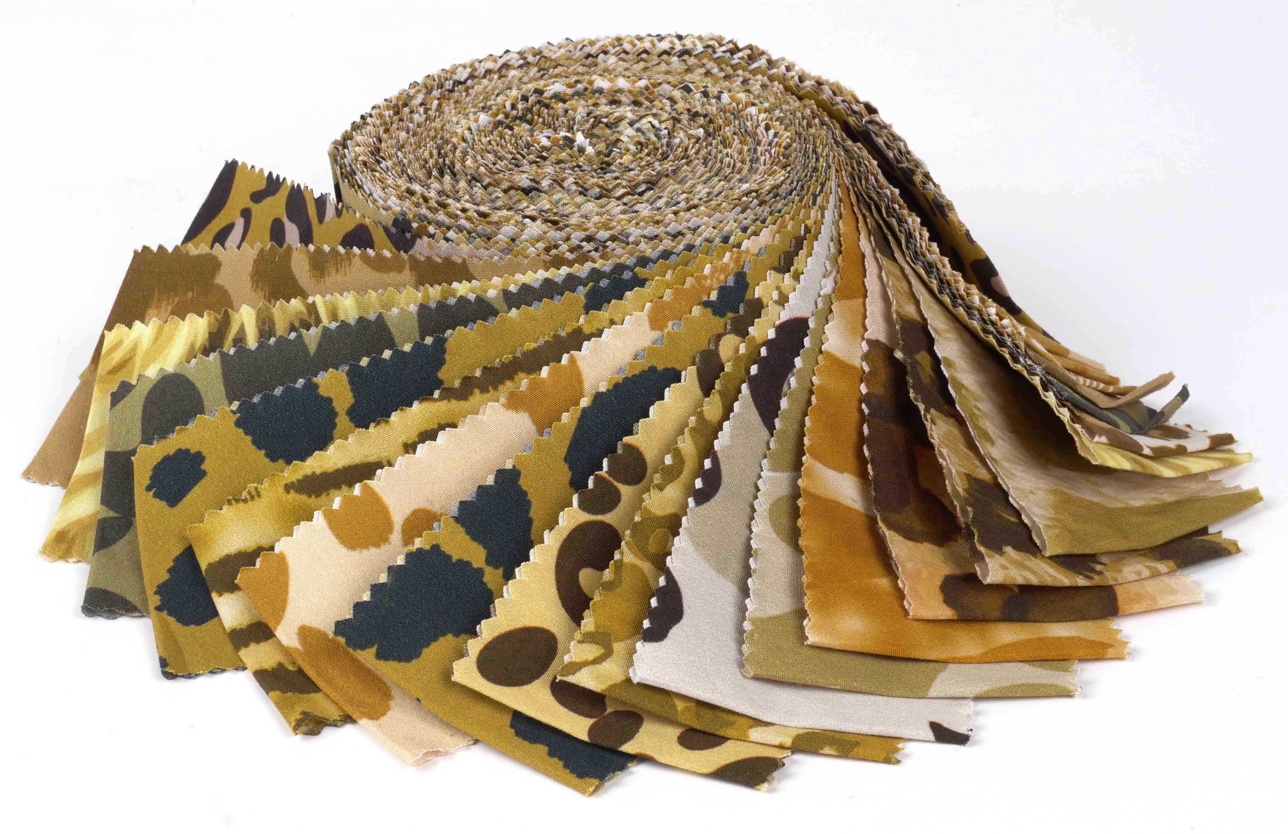 Soimoi 40Pcs Floral Artistic Print Cotton Precut Fabrics For Quilting Craft Strips 2.5x42inches Jelly Roll - Light Brown