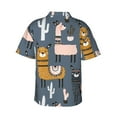 thumbnail image 3 of Balery Llama and Cactus Print Men's Hawaiian Shirts Short Sleeve Beach Shirt Relaxed Fit Vacation Button Down Shirts-Small, 3 of 9