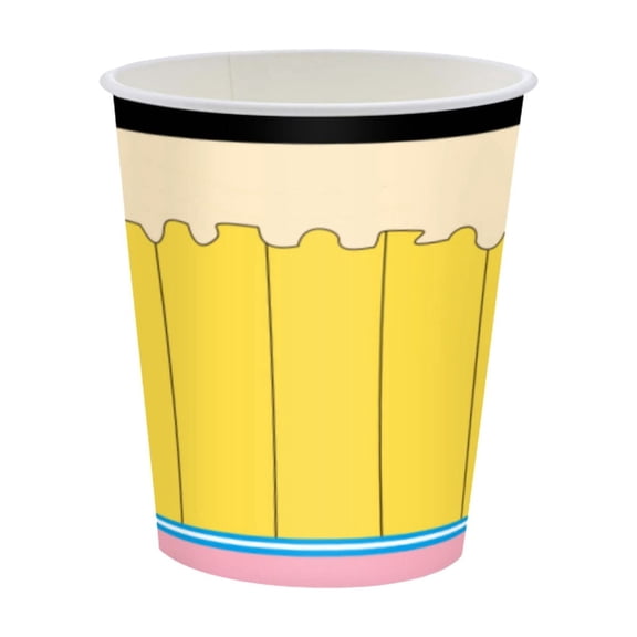 Orangide 16 Pcs Disposable Pencil Shaped Paper Cups, School Birthday Party Themed Party Supplies, Classroom Art Party Decor for Kids, Hot Cold Drink Cups