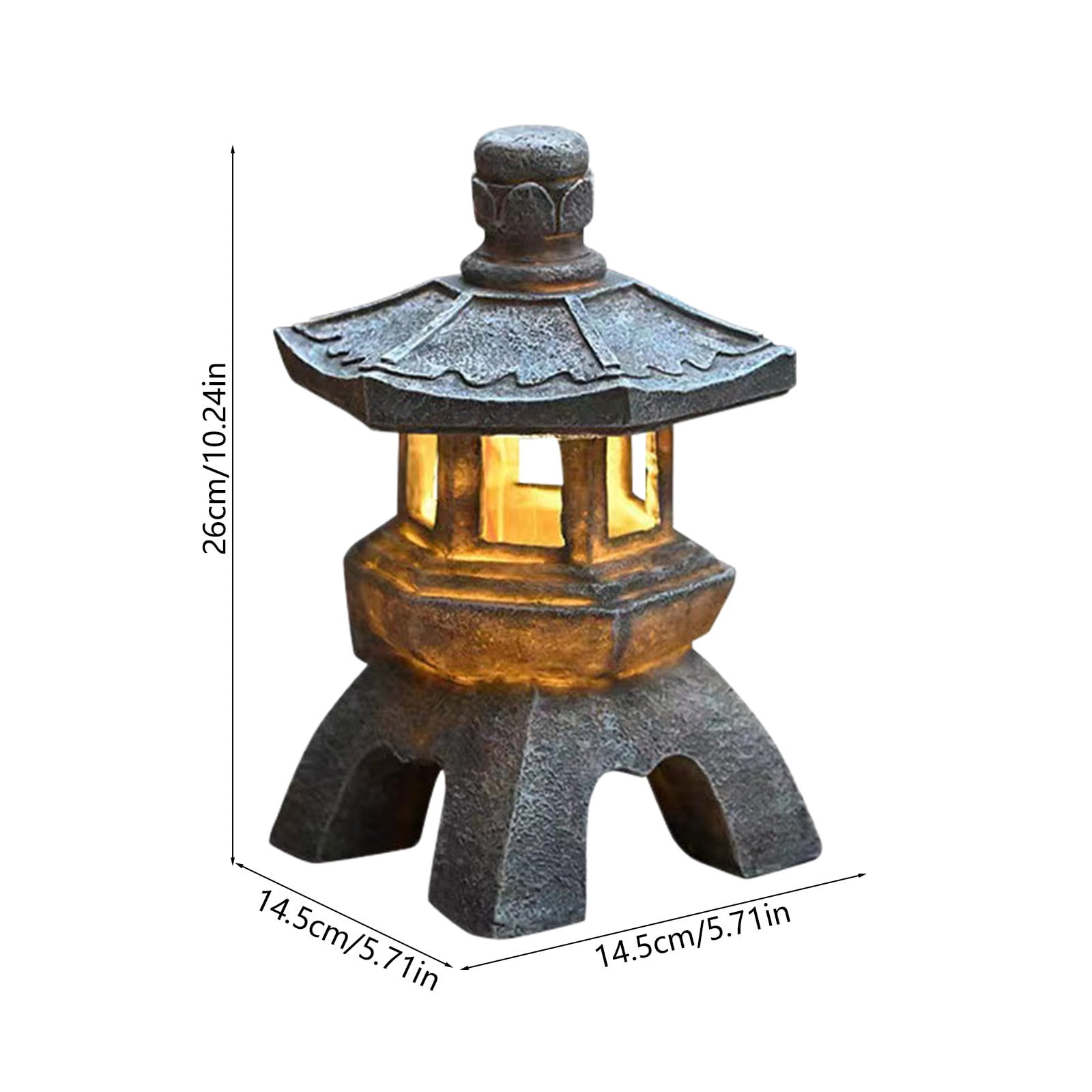 Fufafayo under $5 Solar Pagoda Lantern Garden Statue,Indoor Outdoor Zen Asian Decor for Landscape Balcony,Garden,Patio,Porch Yard Art Ornament,Polyresin, Stone Finish
