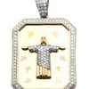 10K Yellow Gold Dog Tag Jesus Christ The Redeemer Genuine Diamond Pendant 1 ct