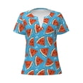 thumbnail image 3 of Naloa Cartoon Watermelon Print T-Shirts Short Sleeve V Neck Tees for Women Fashion Tops Trendy Lightweight Soft Casual Summer Outfits Clothes, 3 of 5