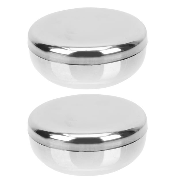 2 sets of Korean Stainless Steel Rice Bowls Traditional Steam Rice Bowls